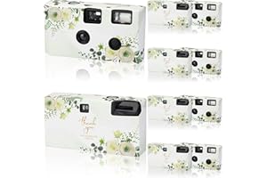 Kanayu 10 Pack Disposable Camera for Wedding Floral 35mm Single Use Film Camera with Flash One Time Use Camera for Anniversary Concert Travel Camp Party Supply Gift Honeymoon(White Rose)