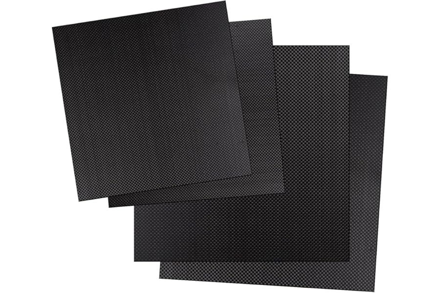 Kalolary Carbon Fiber Board Plate, 3K Real Carbon Fiber Sheets Available in 0.5mm-5mm Plain Weave 100% Glossy Surface (Plain Weave, 400 * 400 * 4.5mm)