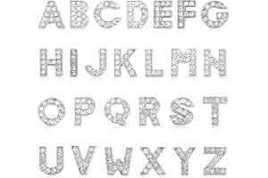 Ajcotahm 26 PCS 8mm Alphabet Charms for Jewellery Making, A-Z Rhinestone Letters Slide Alloy Crystal Alphabet for Necklaces Bracelets Jewelry Making Crafts