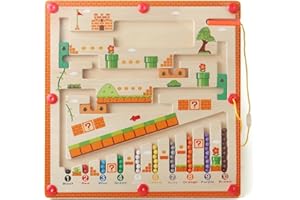 LINGXIACE Magnetic Colour and Number Maze, Boost Fine Motor Skills with Montessori Toys for 3 4 5 6 7 8 Year Magnetic Maze Board Kids，Maths Colour Matching Gift for Girls Boys