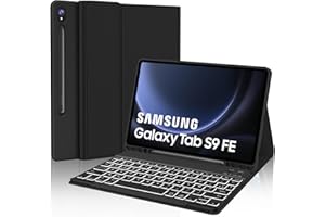 JADEMALL Coque Clavier pour Samsung Galaxy Tab S9 FE 10.9"/Tab S9 11" 2023, AZERTY Français Clavier Rétroéclairé Magnétique Détachable Bluetooth, Noir