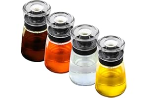 TINMIX Lot de 4 flacons distributeurs d'huile anti-fuite pour camping en plein air, 160ml/5,4oz en verre pour huile d'olive et vinaigre, bien scellés pour pique-nique, cuisine