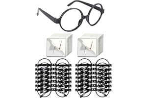 YoHold Wizard Glasses with Round Frame No Lenses,Lightning Bolt Tattoos for Birthday,Halloween,St Patrick's Day,Cosplay Party