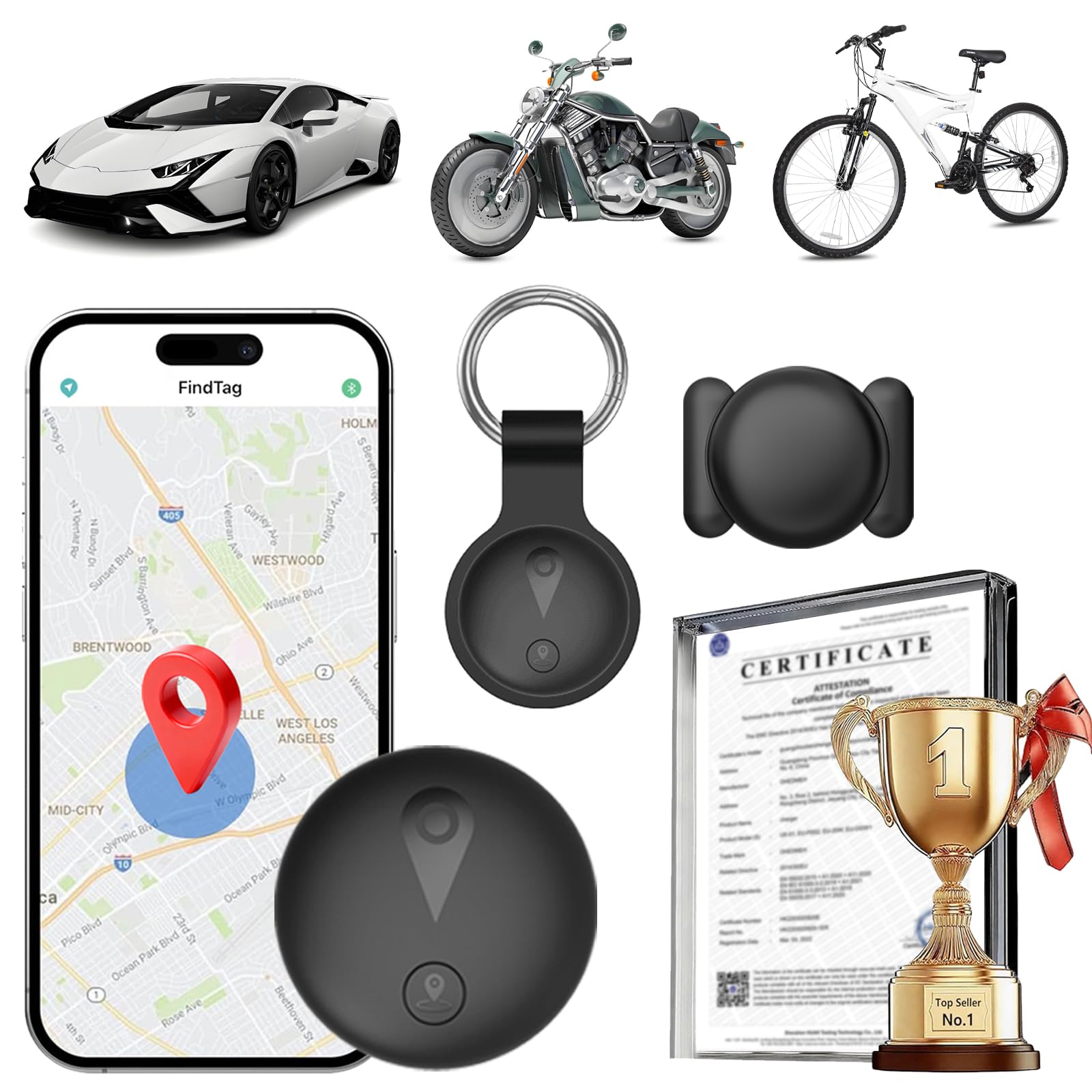 Localizador GPS para Coche, Magnético GPS Coche Localizador, Compatible con iOS/Android, No Requiere Suscripción, El Rastreador Puede Rastrear Niños/Moto/Ancianos A Través De Una Aplicación - Negro - 1