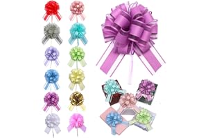 CHEXIN Lazo de regalo grande, 12 unidades, multicolor con cintas de regalo metálicas, lazos de regalo grandes, lazo de dibujo de 18 cm de diámetro, lazos decorativos para envolver bodas, cumpleaños o Navidad
