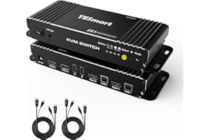 HDMI KVM 2 porte TESmart 4K 60Hz Versione avanzata KVM 2 in 1 uscita Interruttore Ultra HD Con porta USB 2.0 e audio L/R 18 Gbps HDCP 2.2 HDR10 Dolby Vision Collega 2 computer a 1 monitor/TV-Nero