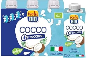 ISOLA BIO Cocco On-The-Go Bevanda Vegetale Biologica Multipack, Pratica e Facile da Bere, 100% Ingredienti Naturali, per Vegani e Vegetariani, Formato 3x250ml