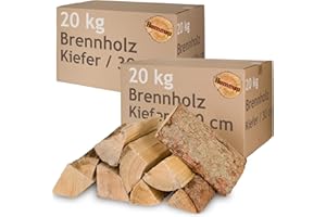 Kiefer Brennholz Kaminholz 5-500 kg Holz Für Ofen und Kamin Kaminofen Feuerschale Grill Flameup Feuerholz 30 cm Holzscheite Wood Kammergetrocknet, Menge:40 kg