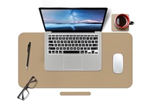 BOUTILON Leder-Schreibtischunterlage,wasserdichte Schreibtischunterlage für Schreibtisch, Schreibtischunterlage für Tastatur und Maus, Leder-Mauspad-Schutz für Büro und Zuhause, 60 * 35cm (S Beige)