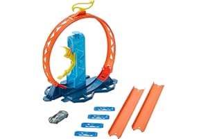 Hot Wheels Track Builder Unlimited Coffret Lanceur et Looping avec connecteurs et une voiture incluse, jouet pour enfant, GLC90