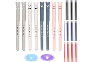 ‎YHUIKXIN YHUIKXIN Radierbarer Kugelschreiber, 8 Stück Tintenroller Radierbar 0.35mm Cartoon Löschbarer Stift mit 30 Nachfüllungen und 2 Radiergummis Löschbaren Gelstiften für Kinder Studenten Schule Büro