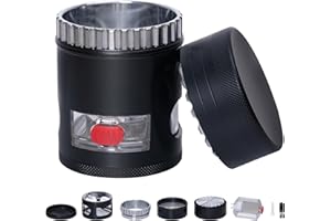 TIRIRS 5-Layer Toothless Herb Grinder - 2,5 Zoll Premium Aluminium Gewürzmühle mit unabhängiger Aufbewahrungsbox, Nano-Keramik-Beschichtung, Inklusive Pollenfänger & Reinigungsbürste, Schwarz