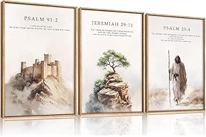 HPNIUB Large Christian Jesus Framed Canvas Wall Art,Watercolor Christ Bible Verse Wall Decor,Religious Easter Scripture Artwork,Faith Bible Story Art Print for Living Room,Church,Office 30x40cm