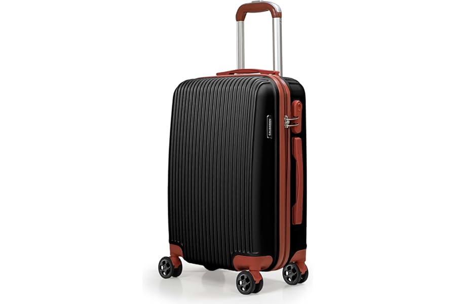 CALDARIUS Hardshell Luggage | Durable Suitcases | Lightweight & Secure with Combination Lock | Smooth 4 Dual Spinner Wheels | Ideal Travel Bag & Luggage Sets (Black, Cabin 20")