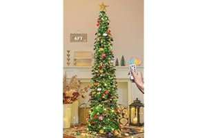 HMASYO Albero di Natale Artificiale a Paillettes 180cm con 100 Luci a LED Timer e Telecomando, Montaggio Istantaneo, Alimentazione USB - Decorazione per Interni Casa, Appartamento, Veranda, Feste