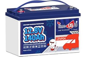 Timeusb Batería de Litio LiFePO4 de 12V 140Ah,Protección Contra Bajas Temperaturas,100A BMS & Max.1792Wh Energía,Batería Litio de Ciclo Profundo para Caravana Sistema Solar Barco Hogar Camping