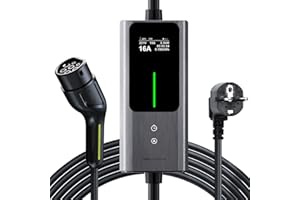 ‎VDLPOWEREU VDLPOWEREU Typ 2 Ladekabel Schuko 3,68kW | 6-16A | 5M, 1-phasig EV Ladegerät Typ 2 Schuko mit Steuerbarer Digitalanzeige, E Auto Ladekabel Schuko IP65 für Elektroautos IEC 62196-2 PHEV/EV