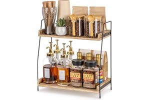 ANBOXIT Organizador de Café, Accesorios para Cocina Organización, Estacion de Cafe Organizacion de Madera, Kitchen Organizer Countertop Shelf, Organizador Encimera para Cocina, Hogar, Oficina - Marrón