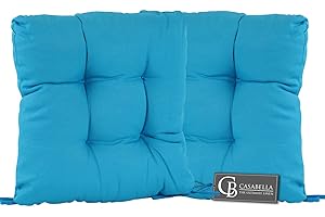 CB CASABELLA Pack of 4 Luxury Chunky Thick Chair Cushions Seat Pads for Kitchen Garden Dining Room Chair Cushion Seat Cushion with Tie on 4 Stitch Grey Seat-cushions Chairpads (Pack of 4, Teal)