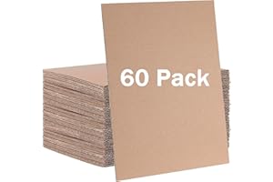 HAKZEON 60 Pack A4 Corrugated Cardboard Sheets, 3mm Thick Cardboard Sheets, Flat Cardboards Inserts for Mailing, DIY Crafts, Arts, Packaging, Brown