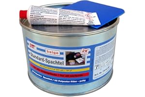 STC 2K Spachtelmasse Polyester Füllspachtel beige für Auto Karosserie – mit Härter und Spachtelblatt