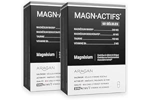 ARAGAN - Synactifs Lot de 2 Magnactifs - Complément Alimentaire Fatigue, Equilibre Nerveux, Stress - Magnésium, Taurine, Vitamine B - 120 gélules - 2 à 3 mois de prise - Fabriqué en France