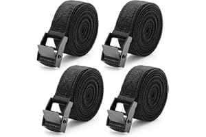 Cozary 4 Pezzi Cinghie di Fissaggio 2M, Cinghie a Cricchetto con Fibbia da 20MM, Sicura del Carico Resistenza Fino a 250KG, Cinghia di Ancoraggio con Chiusura per Moto Truck
