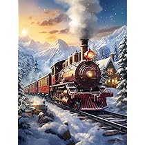 5D Diamond Painting Complet Train, Diamant Peinture Kits Point De Croix
