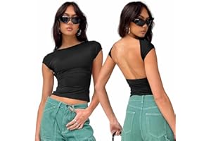Arkim Backless Top Damen Y2K Rückenfreies Oberteil Sexy Oberteile Damen Umkehrbarer Stil Strassenmode Neu im Sommer Oberteile Damen
