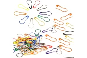 SHENLONG 100pcs Bulb Safety Pins,Metal Gourd Pin,Gourd Pear Clips Pins,Stitch Markers Knitting Crochet Locking Safety Pin Metal Clips Mixed Colours,Knitting Calabash Pins,for DIY Project,Sewing,Clothing