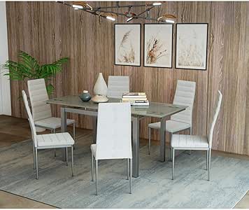 Mobilier Deco Tisch zu mangeren Glas mit 2 Verlängerungen Ausziehbar