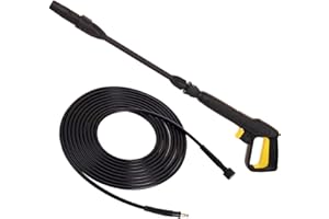TECHKAR Pistola per idropulitrice 10m Tubo e lancia ad alta pressione – Accessori Karcher K2 – K5 – Ugello regolabile Vario per idropulitrice – Attacco rapido a scatto – M22x1,5