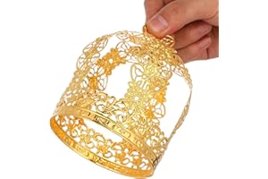 HEMOTON Small Gold Crown Cake Topper Happy Birthday Cake Toppers, Princess Crown Cake Decorations Vintage King/Princess Crown for Birthday, Wedding, Party, Birthday Crown Tiara for Kids and Pets