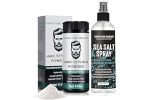 ALLISWAY Sea Salt Spray Capelli Uomo, 120ml Spray al Sale Marino per Capelli+10 g Polvere Volumizzante Capelli, Hair Styling Powder, Migliora la Lucentezza e il Volume di Tutti i tipi di Capelli