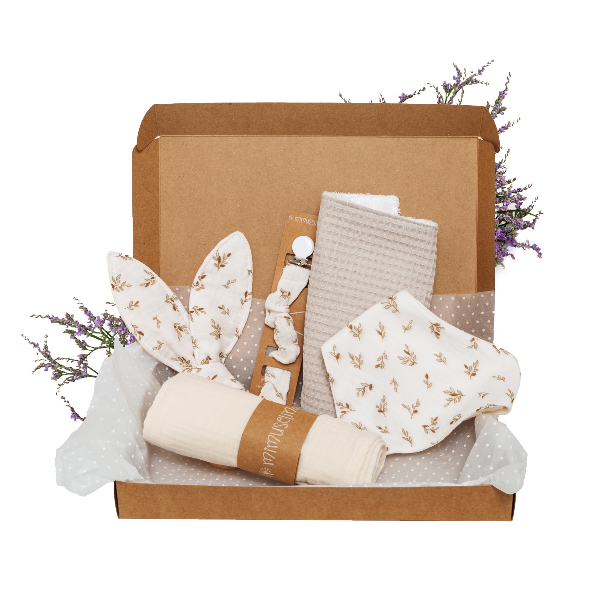MIMUSELINA Coffret Naissance Fille ou Garçon | Coffrets Cadeaux pour Bébé | Coffret de Naissance Mixte pour Cadeau Nouveau Né | Disponible en Différentes Tailles | Sahara, Small - 1