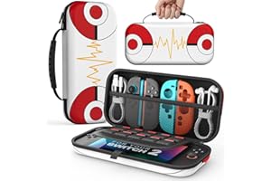 MoKo Tasche für Nintendo Switch 2 (2025), Portable Switch 2 Case, Schützende Harte Tragetasche Hülle mit Speicherplatz für 10 Spiele und Konsole Zubehör, Roter Ball