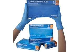 ARNOMED Nitril rękawiczki jednorazowe, rozm. L, bez talku, bez lateksu, 100 sztuk/pudełko, niebieskie rękawiczki nitrylowe, w rozm. S, M, L i XL