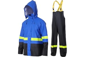 NAVIS MARINE Vêtement de travail utilitaire pour homme – Combinaison de pluie Pro avec veste extensible et pantalon à bretelles pour une sécurité et un confort ultimes