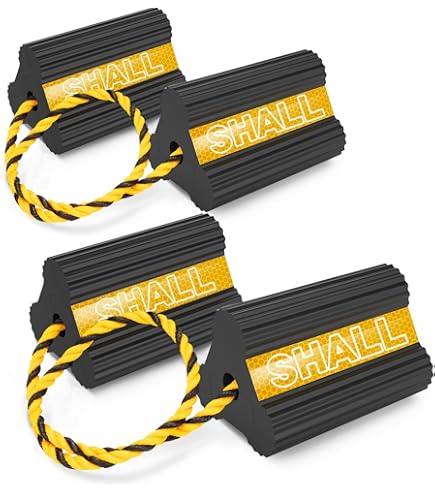 Heavy Duty Wheel Chocks Rubber Wheel Block Non-Slip Base With Nylon Rope Yell