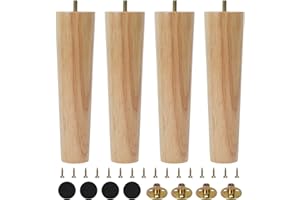VADUDA Wooden Furniture Legs 25CM/10 Inch Wood Sofa Legs Set of 4 Replacement Chair Legs Bed Legs Couch Legs Table Legs Cabinet Legs Furniture Feet with Mounting Plates & Screws for Home