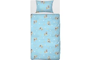 Leo Lausemaus Kleinkinder Bettwäsche-Set - 2-teilig, blau, 100% Baumwolle, weich und atmungsaktiv - für Jungen und Mädchen - Bettbezug 100 x 135 cm, Kissenbezug 40 x 60 cm