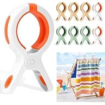 6 Mollette Extra Large Antivento - Per Telo Mare, Coperte, Lavanderia, Con Guarnizione Antiscivolo