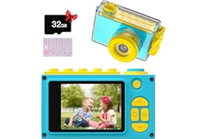 Kriogor Impermeable Cámara Fotos Niños, 1080P 2.0" HD Selfie Video Cámara con 32GB TF Tarjeta, Zoom Digital de 4X, 8MP Camara Acuatica Niños Cumpleaños para Niños y Niñas de 3 a 12 Años