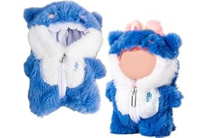Chritice 1PCS Doll Clothes for Doll,Compatible with Labubu,Vinyl Plush Toy Outfit Set Accessories for 17CM Dolls,1 Blue One Piece Shark Suit,No Dolls