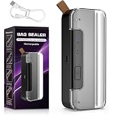 Mini Bag Sealer, 2 in 1 with Cutter &ndash; Portable USB Rechargeable Thermal Sealer, Magnetic Base (Auto-Off), Heat Sealer for Bag