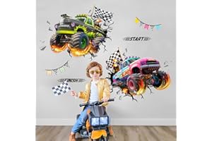 Tanlaby 3D Auto Adesivi Murali Macchina da Corsa Adesivi da Parete Automobili Ragazzi Adesivi Muro Bimbo Cameretta Decorazione Murale Camerette Bambini Camera da Letto Asilo Nido