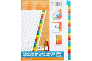 OXFORD Intercalaires Alphabetiques 26 Positions Format A4+ Carte Blanche 170G