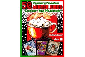 Winter Vibes Color by Number for Adults: Mystery Mosaics Coloring book with Dazzling Hidden Winter Season Pictures, Color Quest on Black Paper, ... Relief, Large print by Number |4mm Squares|