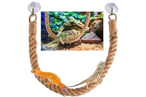 PSFXBM Reptile Vines Toys, Crested Gecko Accessories, Reptile Tank Accessories, Gecko Tank Accessories with 2 Hooks, Reptile Climbing Rope for Crested Geckos, Lizards, Snakes, Hermit Crabs