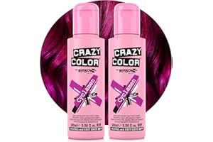 Crazy Color Vibrant Cyclamen Semi-Permanent Duo Hair Dye. Highly Pigmented Cerise Conditioning & Oil Nourishing Vegan Formula | No Bleach or Ammonia | 200ml